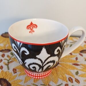 Portobello Black and White Mug with Red Accents